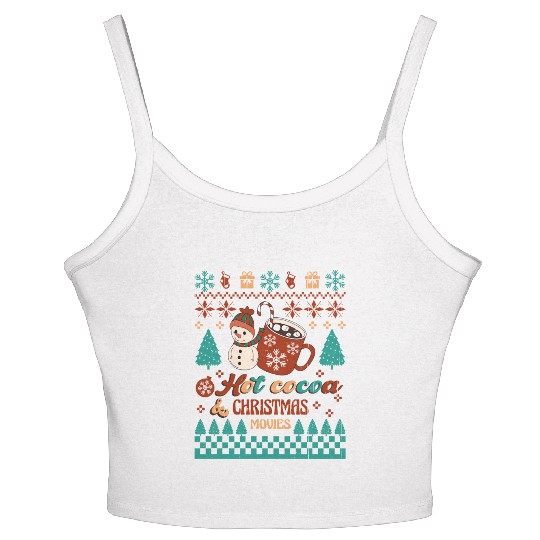 Funny Christmas Hot cocoa christmas movies Women's Spaghetti Strap Tank Top