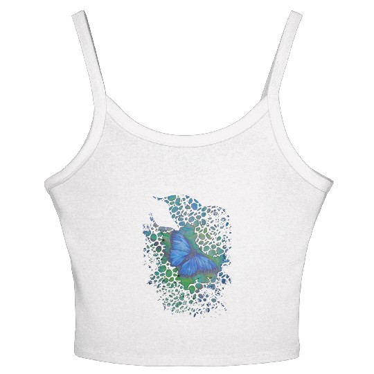 Royal blue monarch butterfly retro 70's animal Women's Spaghetti Strap Tank Top