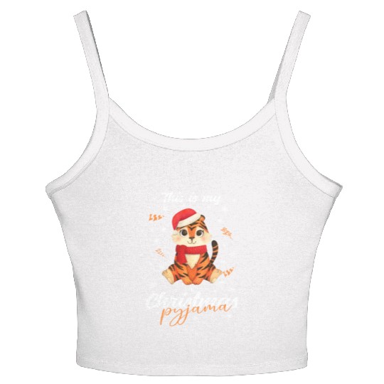 Winter Christmas Pyjama Tiger Women's Spaghetti Strap Tank Top