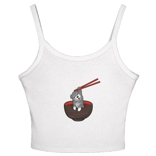 Schnauzer Dipping Noodles Women's Spaghetti Strap Tank Top