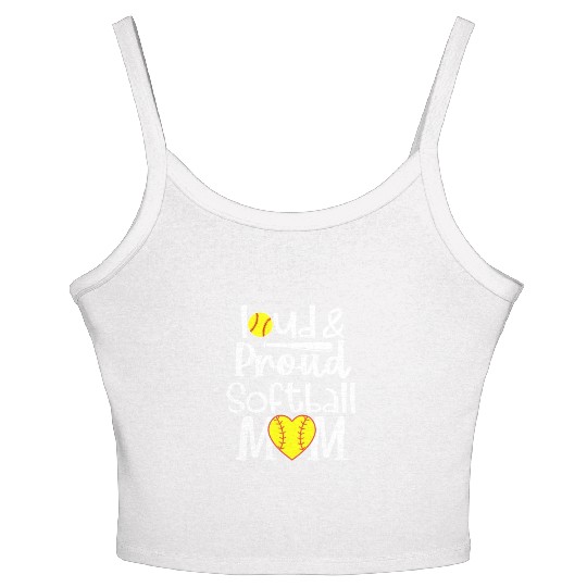 Funny Quote Loud Proud Bleached Softball Mom Women's Spaghetti Strap Tank Top