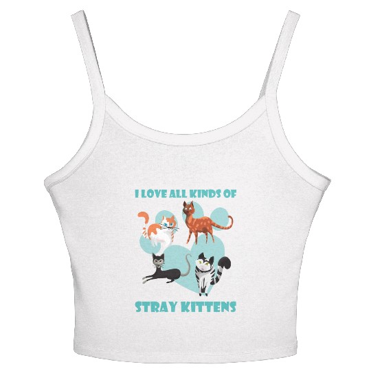 I love all kinds of stray cats stray kitten rescue Women's Spaghetti Strap Tank Top