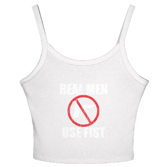 Real men use fists anti gun Women's Spaghetti Strap Tank Top