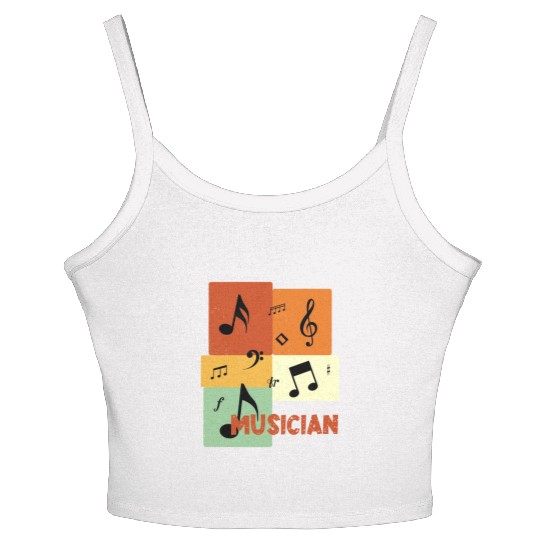 Musician Retro Vintage Distressed Squares Women's Spaghetti Strap Tank Top