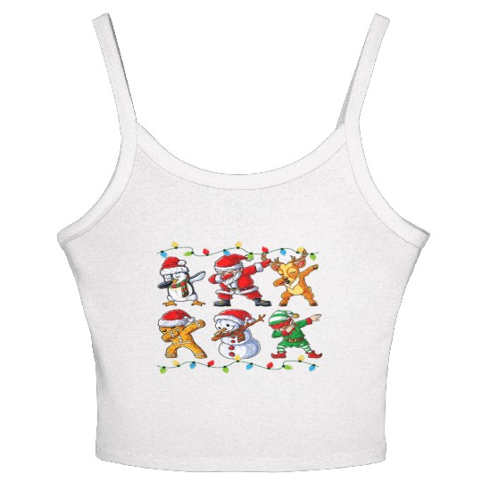 Dabbing Santa Elf Friends Christmas Boys Girls Men Women's Spaghetti Strap Tank Top