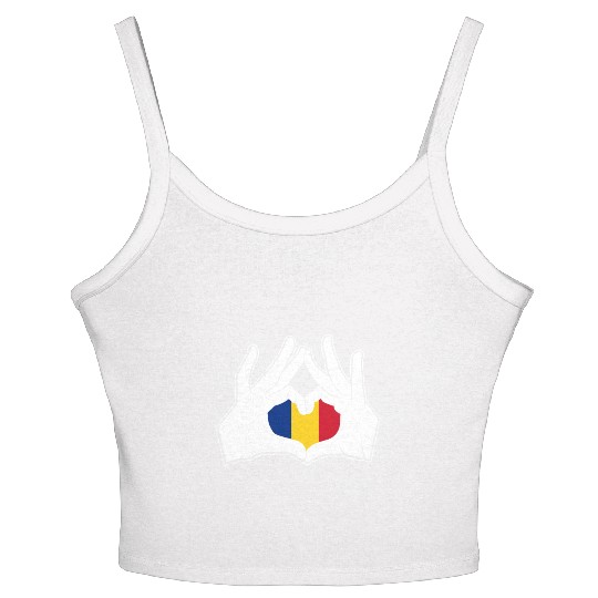 Romania Hand Heart Flag Women's Spaghetti Strap Tank Top