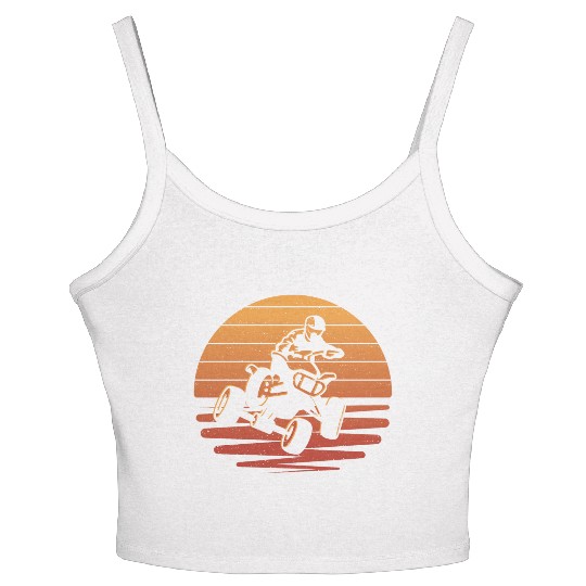 ATV Biker Retro Motocross 4 wheeler Quad Women's Spaghetti Strap Tank Top