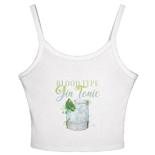 Blood Type Gin Tonic Cocktail for Bartender Women's Spaghetti Strap Tank Top