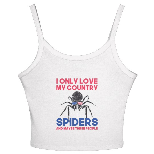 I love america and spiders and maybe three people Women's Spaghetti Strap Tank Top