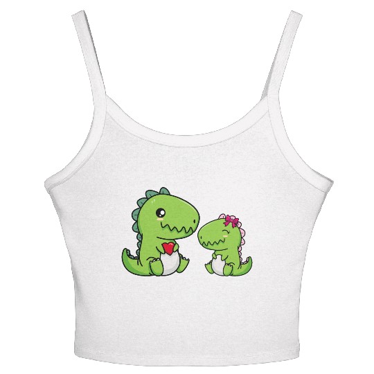 Big sister brother dino siblings boy girl heart Women's Spaghetti Strap Tank Top