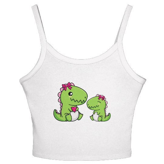 Big sister brother dino siblings boy girl heart Women's Spaghetti Strap Tank Top