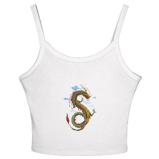 chinese green dragon, vector illustration Women's Spaghetti Strap Tank Top