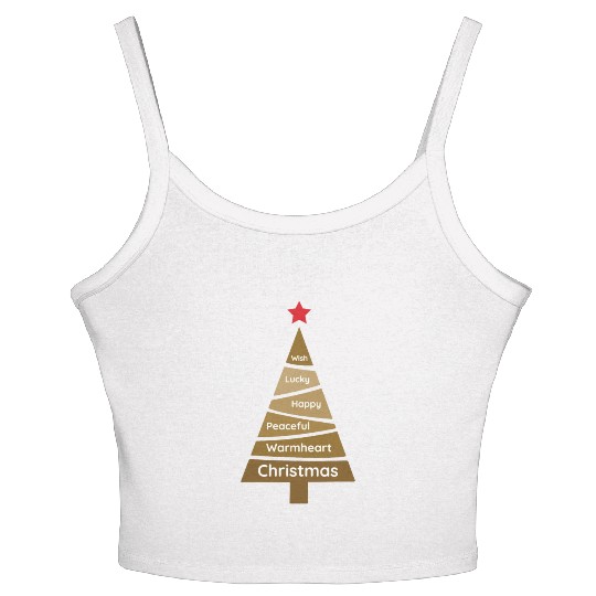 Minimalist Copper Brown Christmas Pine Women's Spaghetti Strap Tank Top
