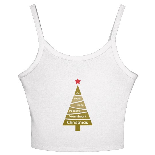 Minimalist Dijon Yellow Christmas Pine Women's Spaghetti Strap Tank Top