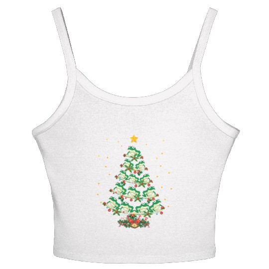 Frogs Lover Xmas Gift Frog Christmas Tree Women's Spaghetti Strap Tank Top