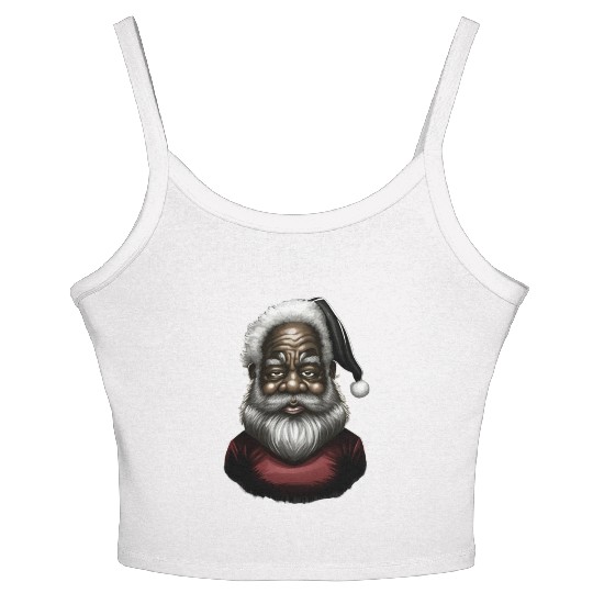 Black Santa, African American Santa Claus Women's Spaghetti Strap Tank Top