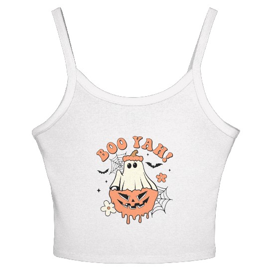 Halloween Trick Or Treat Spooky Season Boo Yah Women's Spaghetti Strap Tank Top