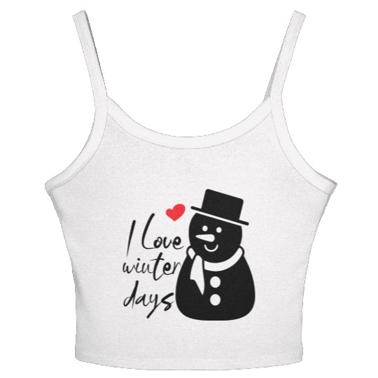 I Love Winter, Snow, Cold And Snowman Women's Spaghetti Strap Tank Top