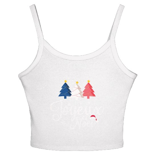 Joyeux Noel Christmas Tree French Flag France Women's Spaghetti Strap Tank Top