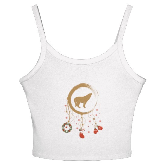 Winter dreamcatcher Christmas Wolf Women's Spaghetti Strap Tank Top