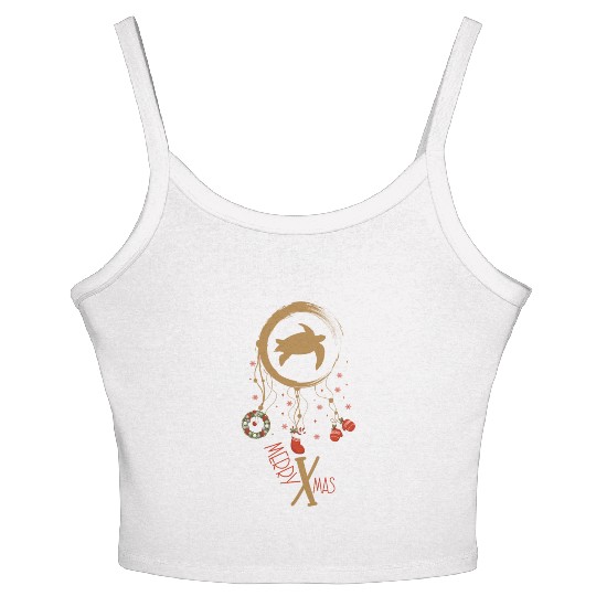 Winter dreamcatcher Christmas Sea turtle Women's Spaghetti Strap Tank Top