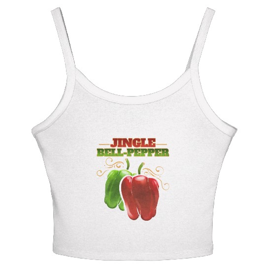 Red And Green Jingle Bell Pepper For Christmas Women's Spaghetti Strap Tank Top