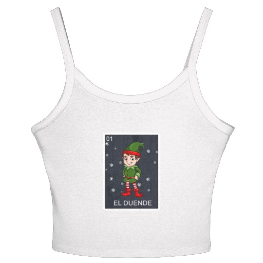 El Duende The Elf Card Mexican Lottery Christmas Women's Spaghetti Strap Tank Top