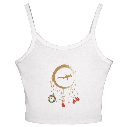Winter dreamcatcher Christmas Hammerhead Shark Women's Spaghetti Strap Tank Top
