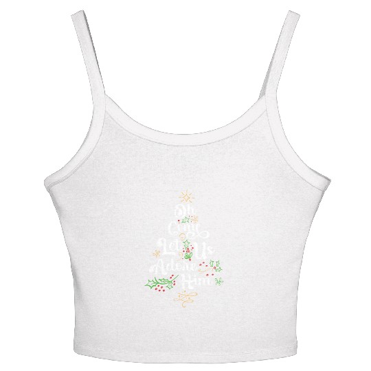 Oh Come Let Us Adore Him Jesus Family Christian Women's Spaghetti Strap Tank Top