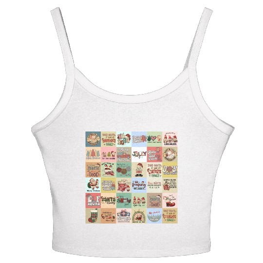 Christmas Patchwork Vintage Pattern Women's Spaghetti Strap Tank Top