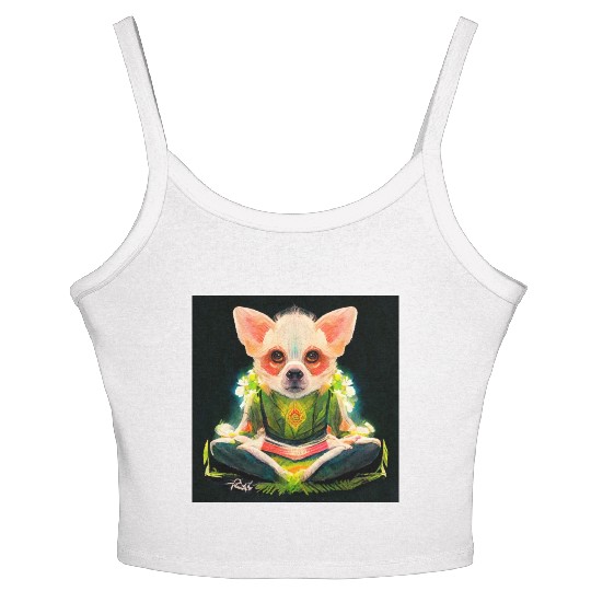 buddhist chihuahua Women's Spaghetti Strap Tank Top