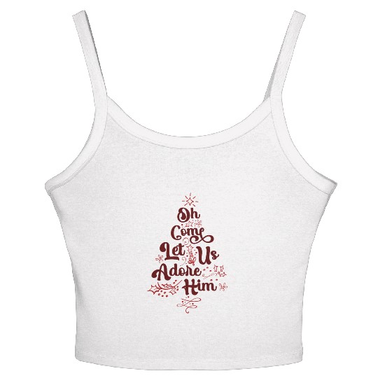 Oh Come Let Us Adore Him Religious Jesus Women's Spaghetti Strap Tank Top