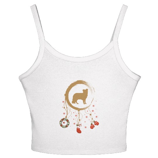 dog dreamcatcher Christmas Border Collie Women's Spaghetti Strap Tank Top