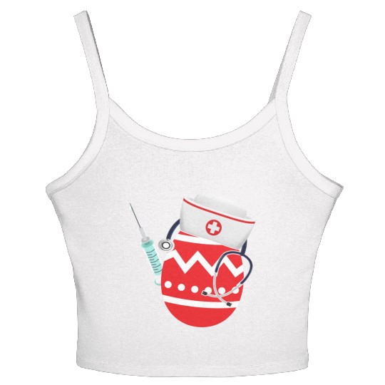 Funny Easter Egg Nurse Stethoscope Syringe RN Women's Spaghetti Strap Tank Top