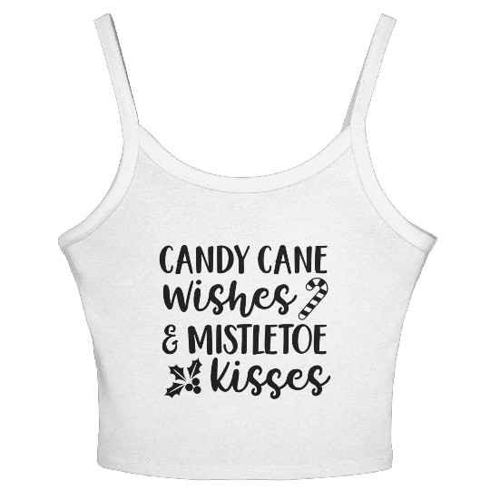 Candy Cane Wishes Mistletoe Kisses Women's Spaghetti Strap Tank Top