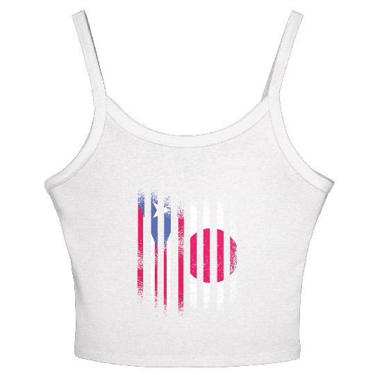 Puerto Rico Flag Japan Grown Country Flags Stripes Women's Spaghetti Strap Tank Top