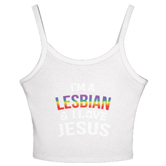 LGBT Gay Pride Lesbian I'm a Lesbian I Love Jesus Women's Spaghetti Strap Tank Top