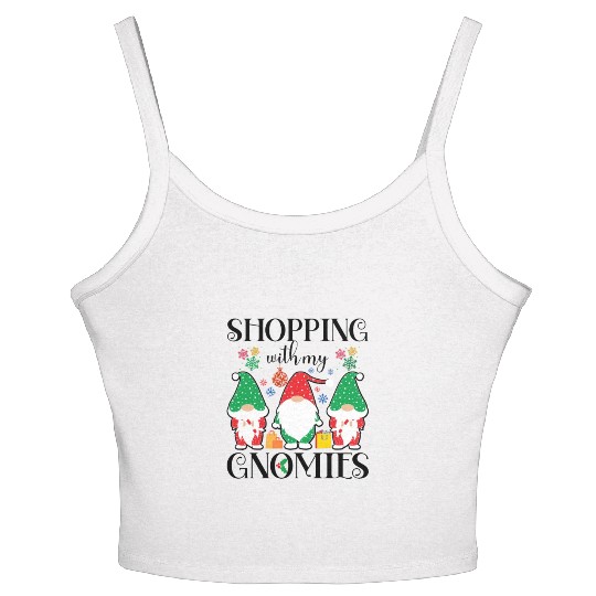 Shopping With My Gnomies, Holiday Shopping Gnomes Women's Spaghetti Strap Tank Top