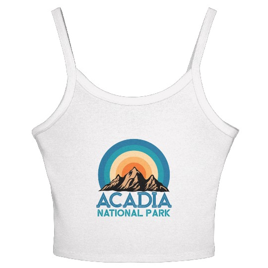 Cool Vintage Retro Acadia National Park Mountain Women's Spaghetti Strap Tank Top
