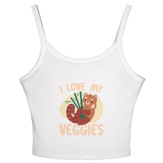 I Love My Veggies Red Panda Bear Whisperer Animal Women's Spaghetti Strap Tank Top