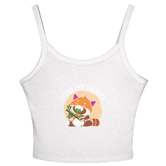 I Love My Veggies Red Panda Bear Whisperer Animal Women's Spaghetti Strap Tank Top