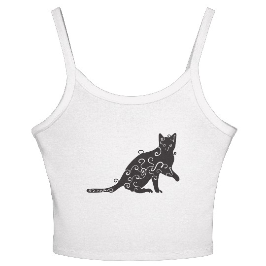 Black magic Cat desk mat , black cat holding on Women's Spaghetti Strap Tank Top