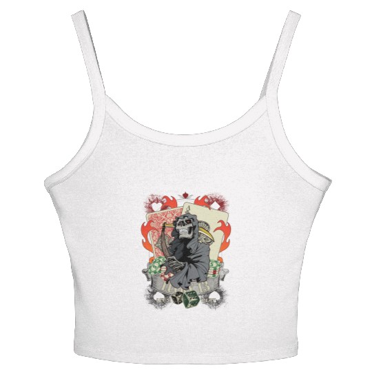 Let us play Poker Lucky 13 Skull gift Women's Spaghetti Strap Tank Top