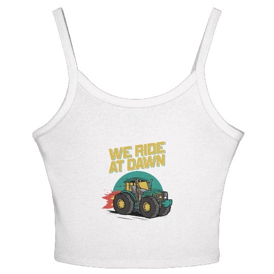 We Ride At Dawn Dad Lawn Mower Make Laugh Day Yard Women's Spaghetti Strap Tank Top