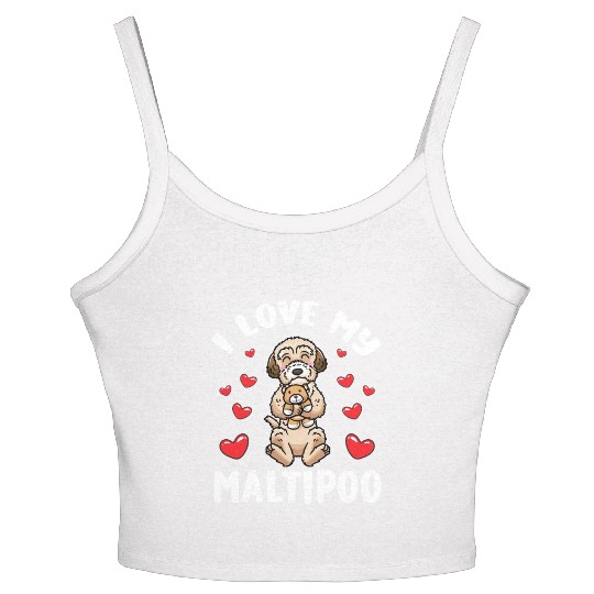Maltipoo Dog With Stuffed Animal Women's Spaghetti Strap Tank Top