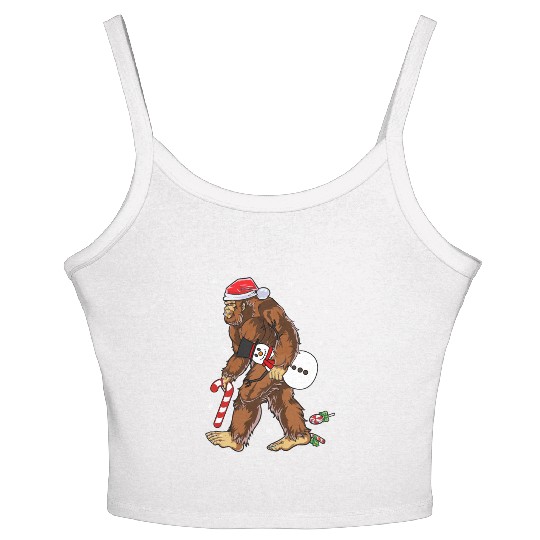 Bigfoot Christmas Funny Winter Boys Men Sasquatch Women's Spaghetti Strap Tank Top