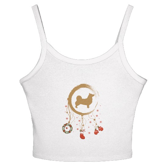 dog dreamcatcher Christmas Swedish Vallhund Women's Spaghetti Strap Tank Top