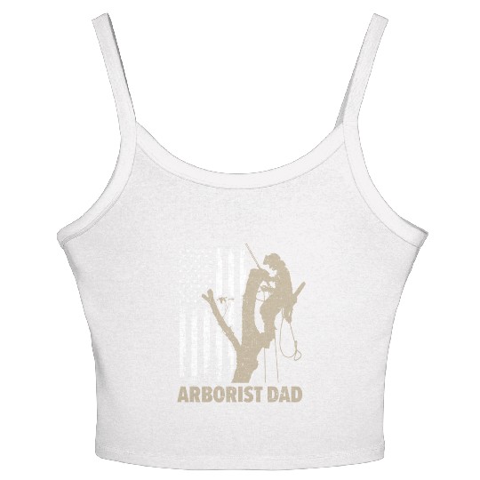 Arborist Dad Logger Patriotic Wood USA Flag Women's Spaghetti Strap Tank Top