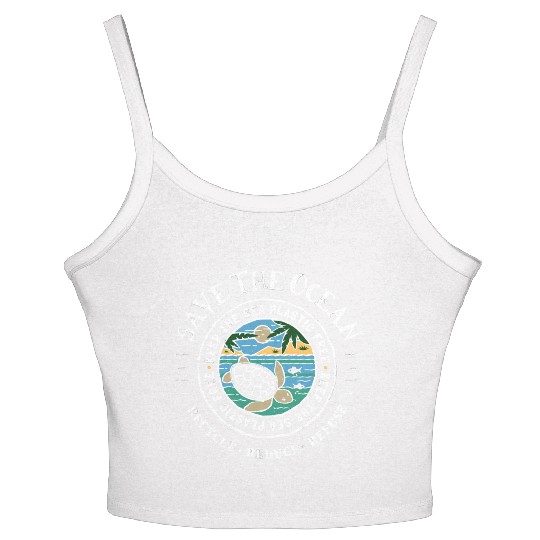 Save The Ocean Keep The Sea Plastic Free Turtle Women's Spaghetti Strap Tank Top