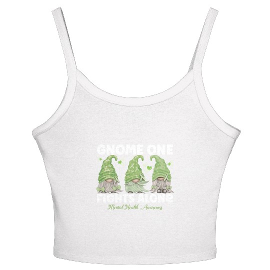 Gnome One Fights Alone Mental Health Women's Spaghetti Strap Tank Top